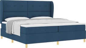 vidaXL Pat cu arcuri cu saltea albastru 200 x 200 cm țesătură