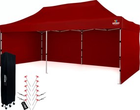 Cortină de petrecere 3x6m cu structură tip foarfecă (3 pereți) - Construcție din oțel și pânză 330g/m² - cu 3 pereți - Roșu