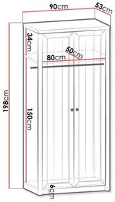 Dulap de haine Patrick PT13 (pin andersen + Stejar lefkas închis). 1122803