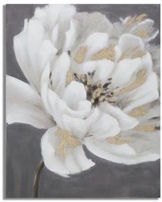 Tablou decorativ multicolor din lemn de Pin si panza, 80x3,7x100 cm, Flower White Mauro Ferretti