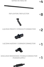 Zuma Line 3588 - Spot pe șină LULU 8xGU10/35W/230V negru