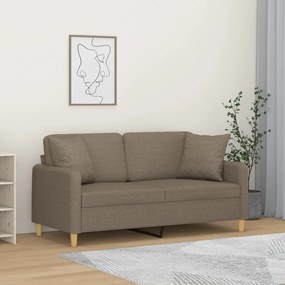 3153144 vidaXL Canapea cu 2 locuri cu perne&pernuțe gri taupe 140 cm textil