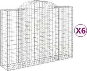 vidaXL Coșuri gabion arcuite 6 buc, 200x50x140/160 cm, fier galvanizat