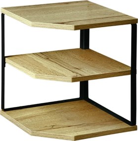 Raft de colt Kesper 27833, MDF, 3 niveluri, 28 x 26 cm, pana la 10 kg, Negru/imitatie de lemn