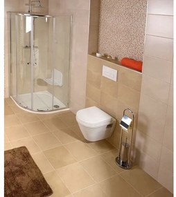 Aqualine - Perie WC de podea cu suport pentru hârtie igienică SAMBA 80x22 cm crom lucios