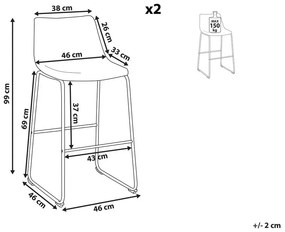 Set scaune tip bar 2buc. Franklin (gri). Promo -40%. 1009966