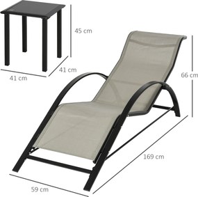 Outsunny Set 2 sezlonguri si masuta, 59x169x66 cm, negru | Aosom Romania