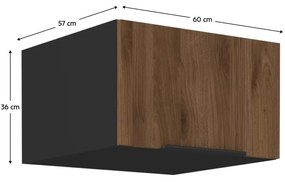Dulap superior de bucătărie Monzesa 60 NAGU 36 1F (nuc okapi + negru) . 1096951