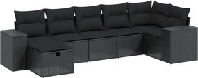 vidaXL Set mobilier de grădină cu perne, 8 piese, negru, poliratan