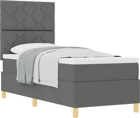 vidaXL Pat cu arcuri cu saltea Gri închis 80 x 200 cm țesătură