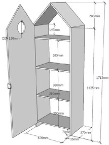 Dulap pentru Copii Căsuță, Alb, (MDF) – CASAMI – Vipack