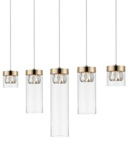 Lustra cu 5 pendule design modern GEM auriu P0389-05E-F7AC ZL