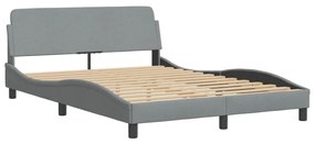 373165 vidaXL Cadru de pat cu tăblie, gri deschis, 140x190 cm, textil