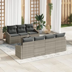 vidaXL Set de canapele pentru grădină cu pernă 8 pcs Gri deschis