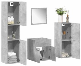 vidaXL Set mobilier de baie, 4 piese, gri beton, lemn compozit