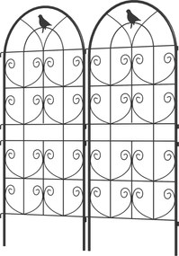 Outsunny Suport pentru plante agățătoare cu modele de păsări set de 2 spalieri de grădină pentru legume viță flori metal 50 x 120 cm negru | Aosom Romania