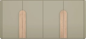 Comodă cu patru uși Amilio 200 cm - eucalipt / stejar baltic dune / mânere stejar natural