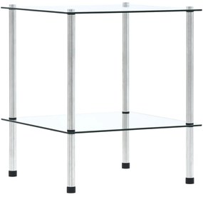 249503 vidaXL Raft cu 2 niveluri, transparent, 40x40x47 cm, sticlă securizată