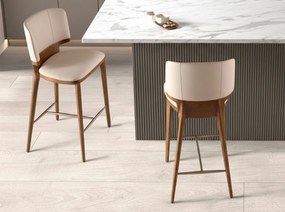 Scaun de bar din lemn si piele sintetica Cream