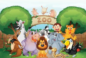 Fototapet - Veselie la Zoo (147x102 cm)