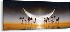 Tablou- Luna deasupra palmierilor (120x50 cm)