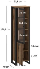 Vitrină Marni 1D1W (Stejar delano închis). 1053040