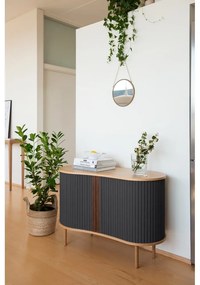 Comodă maro/maro deschis joasă cu aspect de lemn de stejar cu ușă glisantă 100x67 cm Audacious – UMAGE