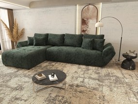 Colțar extensibil dumonde cu ladă de depozitare si sezut confortabil din spuma high-density, Berlin XL Euphoria Green 350x185 cm