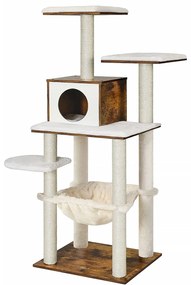 FEANDREA Modern Cat zgariat, 55 x 138 x 45 cm, maro rustic