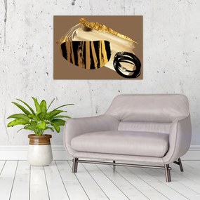Tablou pe sticlă - Abstracție maro auriu N⁰2 (70x50 cm)