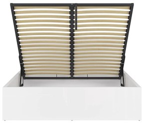 Pat matrimonial 160 cm Tetrix 11 (alb lucios) (cu somieră) (cu sp. depozitare). Promo -35%. 1098491