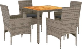 vidaXL Set mobilier grădină cu perne 5 piese gri poliratan/lemn acacia