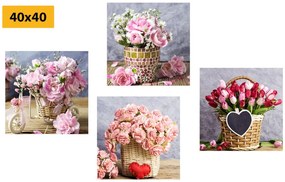 Set tablouri buchete de flori în design vintage