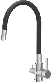 Baterie bucatarie cu pipa flexibila Quadron Pop Agnes finisaj negru - inox