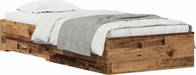 vidaXL Cadru de pat cu sertar Lemn Vechi 90 x 200 cm Lemn compozit