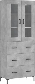 vidaXL Dulap înalt, gri beton, 69,5x34x180, lemn compozit
