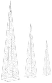 Set conuri decorative cu LED-uri, alb cald, 60 90 120 cm, acril 1, Alb cald, 60 90 120 cm
