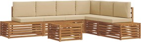 vidaXL Set de canapele de exterior cu pernă 7 Bucată Natural și Bej
