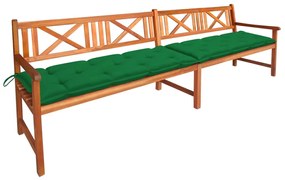 Banca de gradina cu perne, 240 cm, lemn masiv de acacia 1, 120 x 50 x 7 cm, Verde, Verde