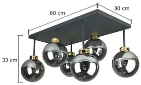 Lustră aplicată DEA 6xE14/60W/230V negru/auriu/negru fumuriu