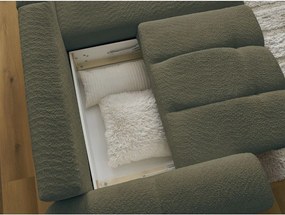 Colțar kaki extensibil/cu spațiu de depozitare cu tapițerie din țesătură bouclé (cu colț pe partea dreaptă/cu șezlong) Roxelane – Bobochic Paris