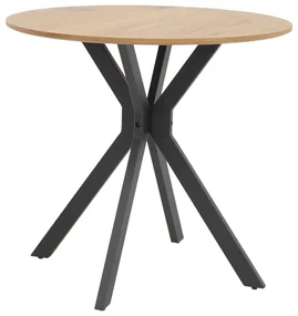 Masa Bucatarie/Dining Yammos MDF Stejar Diamentru 80 Cm Picioare Negre