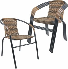 Set de scaune bistro de grădină, stivuibile, maro, 4 buc