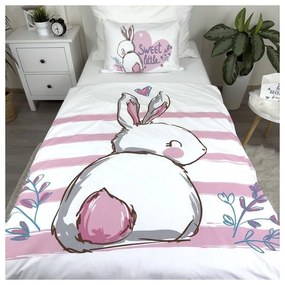 Lenjerie de pat pentru copii albă-roz din bumbac pentru pătuț 100x135 cm Bunny "Sweet" – Jerry Fabrics