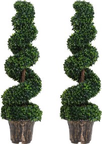 Outsunny Plantă Artificială Decorativă Buxus în Spirală cu Ghiveci Inclus, Ф32x120 cm, Verde | Aosom Romania