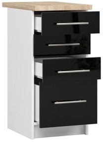 Dulap inferior de bucătărie Ozara S40 SZ4 (alb + negru lucios). 1071103