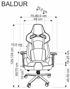 Scaun de birou Baldur gri/negru H134 cm