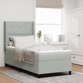 vidaXL Pat box spring cu saltea, gri deschis, 80x200 cm, catifea