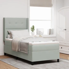 vidaXL Pat box spring cu saltea, gri deschis, 80x200 cm, catifea