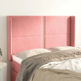 3119493 vidaXL Tăblie de pat cu aripioare, roz, 147x16x118/128 cm, catifea